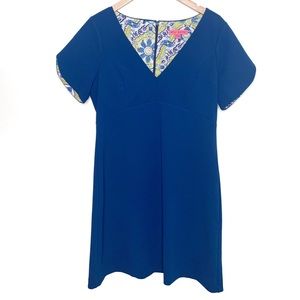 Betsey Johnson Crepe V-Neck Blue Dress Sz 10